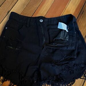 SHEIN Black Distressed Jean Shorts
